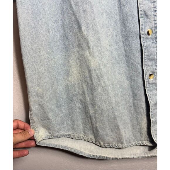 Chase Authentics Mens XL Button Down Denim Shirt Jeff Gordon Short Sleeve Blue - Picture 6 of 9